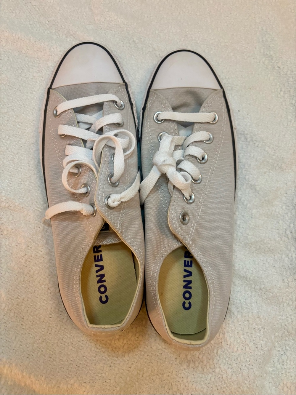 Converse Low Top Canvas Sneakers in Light Gray and White - Picture 2 of 5
